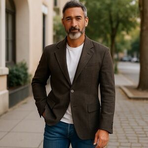 Mens Alan Flusser Corduroy Brown 2 Button Sports Coat Blazer Paisley Lining L/48